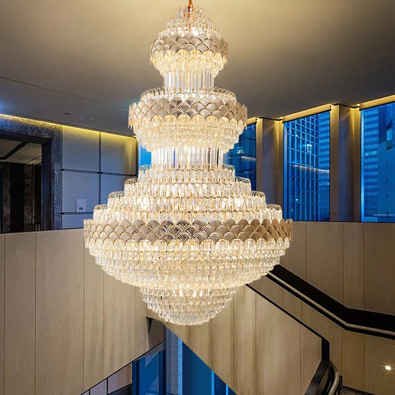 Crystal Chandelier - Modern Duplex Loft Staircase Living Room Lighting