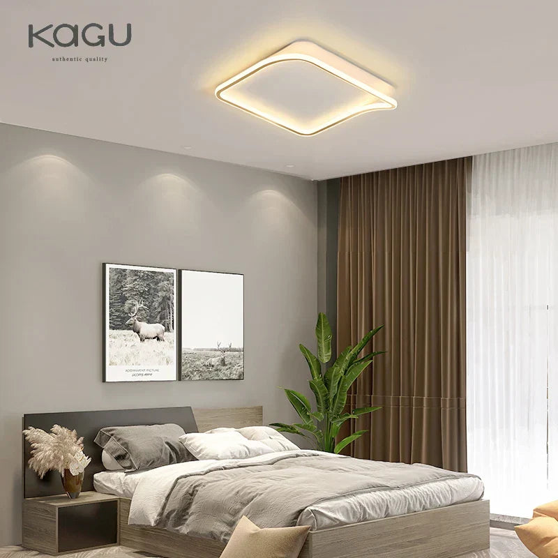 Golden LED Ceiling Chandelier: Modern Simplicity for Living, Dining, and Bedrooms