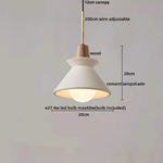 Wood Cement LED Pendant Light Fixture Adjustable Hanging Lamp