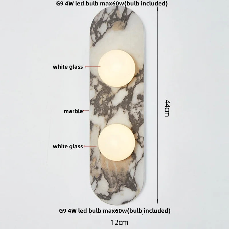Luxury Stone LED Wall Lights White Glass Ball Wabi Sabi Wall Lamp