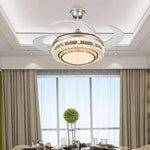 Gold Crystal Retractable Blades Modern LED Ceiling Fan 42" Smart Lightning
