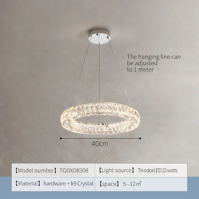 Crystal Chandelier Ring - Elegant Light Luxury for Living Room, Dining Room & Bedroom