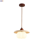 Pumpkin Glass Pendant Lights Yellow Travertine Hanging Lamp for Kitchen Bedroom Decor
