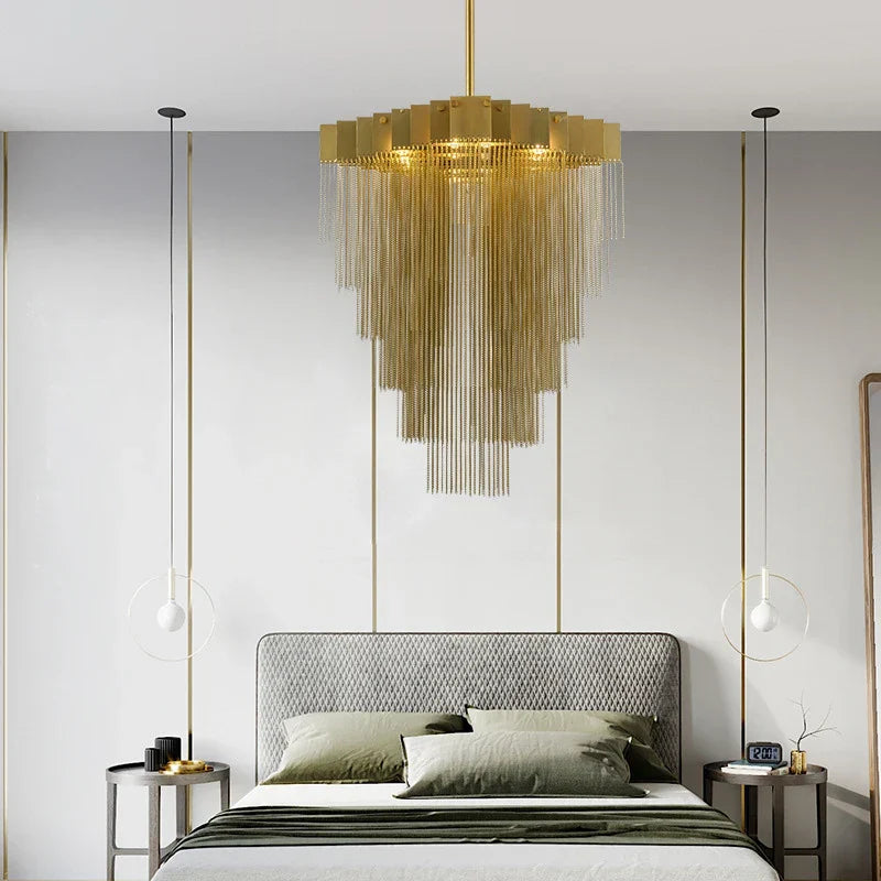 Tassel Long Chain Smart Chandelier for Elegant Living Spaces