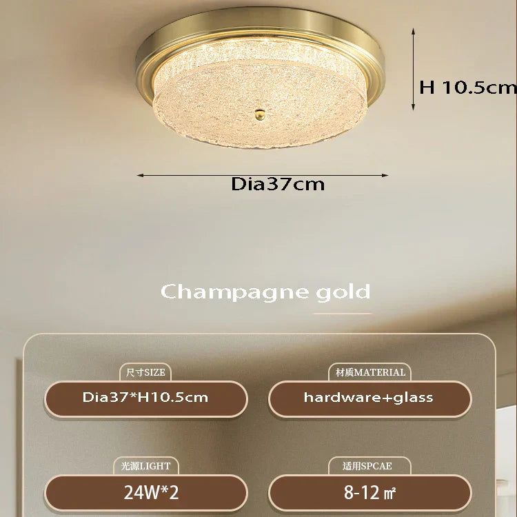 Retro Bronze Glass Ceiling Lamp for Bedroom Living Room Decor