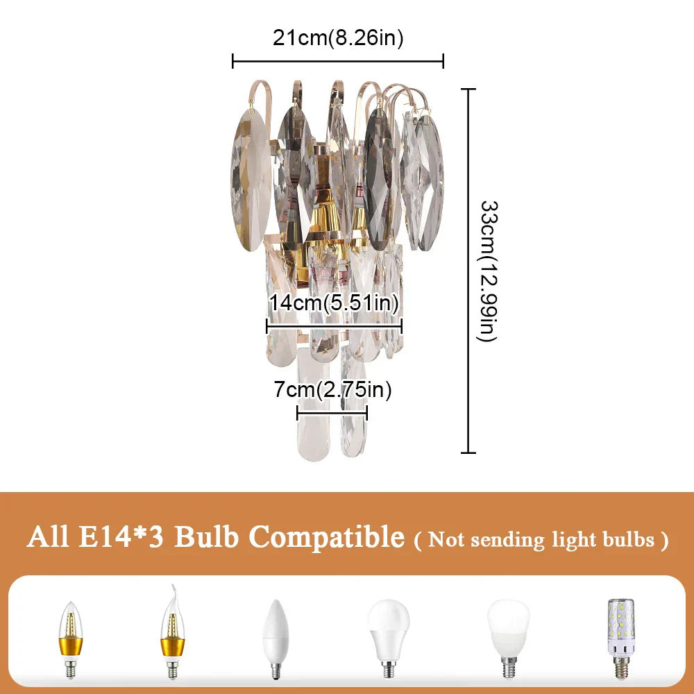 Crystal LED Wall Light Modern Elegant Design for Living Room & Bedroom