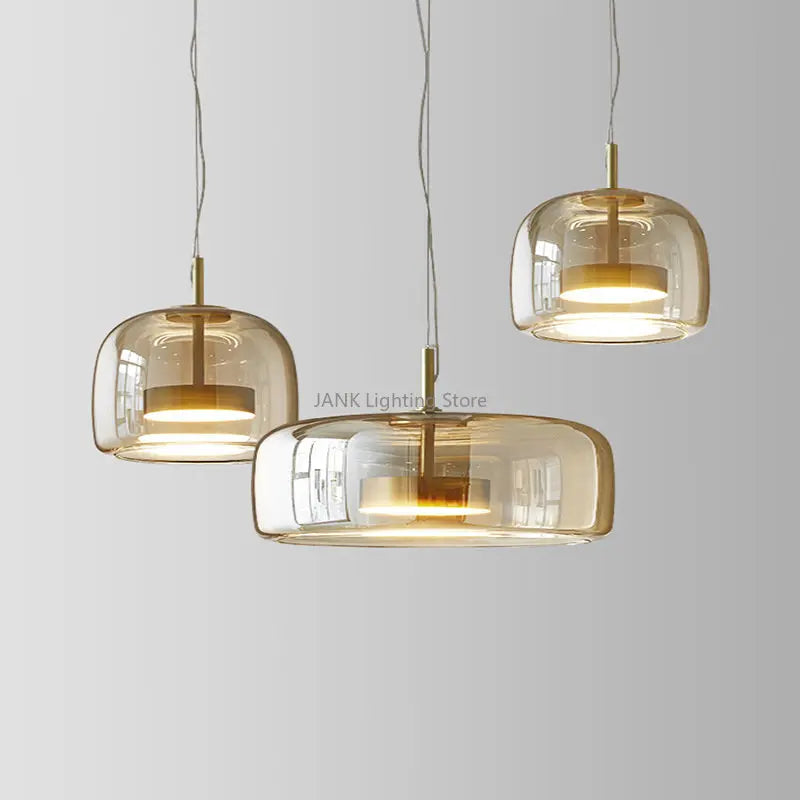 Amber Glass Chandelier Pendant Light for Living Room, Bedroom, Kitchen, and Bar