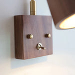 Walnut Wood LED Wall Sconce, Copper Toggle Switch, Vintage Loft Style