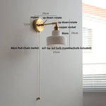 Clear Glass LED Wall Lights Pull Chain Switch Modern Bedside Lamp