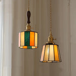 Copper Knob Switch LED Pendant Lamp, Adjustable Glass Dining Room Lighting