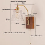 Afralia™ LED Glass & Wood Wall Lamp with Pull Chain Switch for Living Room Bedroom Mirror