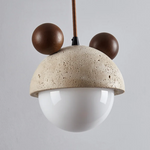 White Glass LED Pendant Light Fixture Nordic Modern Hang Lamp Stone Wood Bar Kitchen