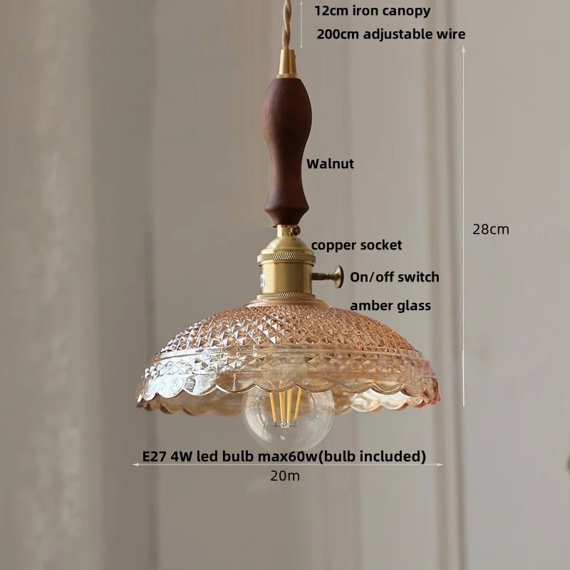 Wicker Glass LED Pendant Light - Modern Adjustable Fixture for Restaurant & Coffee Bar