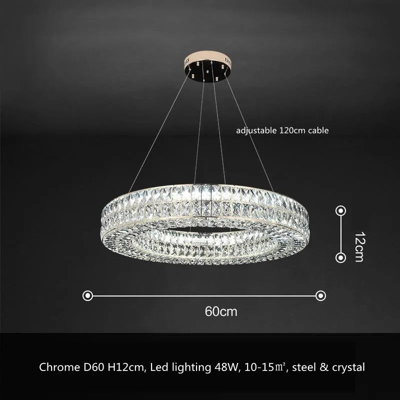 Crystal LED Pendant Light: Luxury Steel Hanging Lamp for Modern Foyer, Dining Room