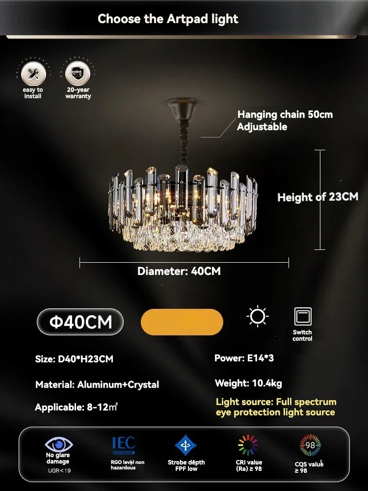 Gold Crystal Ceiling Chandelier: Luxury Modern LED Pendant for Home Décor