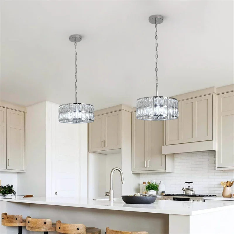 Crystal Pendant Light: Modern LED Chandelier for Home Decor & Kitchen Island