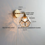 Colorful Square Glass LED Wall Lights with Pull Chain Switch - Tiffany Style