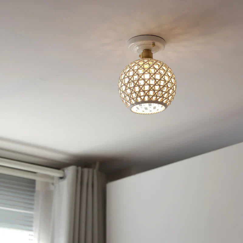 Ceramic LED Ceiling Lamp Indoor Lighting Semi-Circular Light Fixture