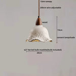 Wood Cement LED Pendant Light Fixture Adjustable Hanging Lamp