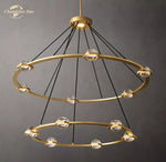 Éclatant Two-Tier Round Crystal Chandelier for Living & Dining Room