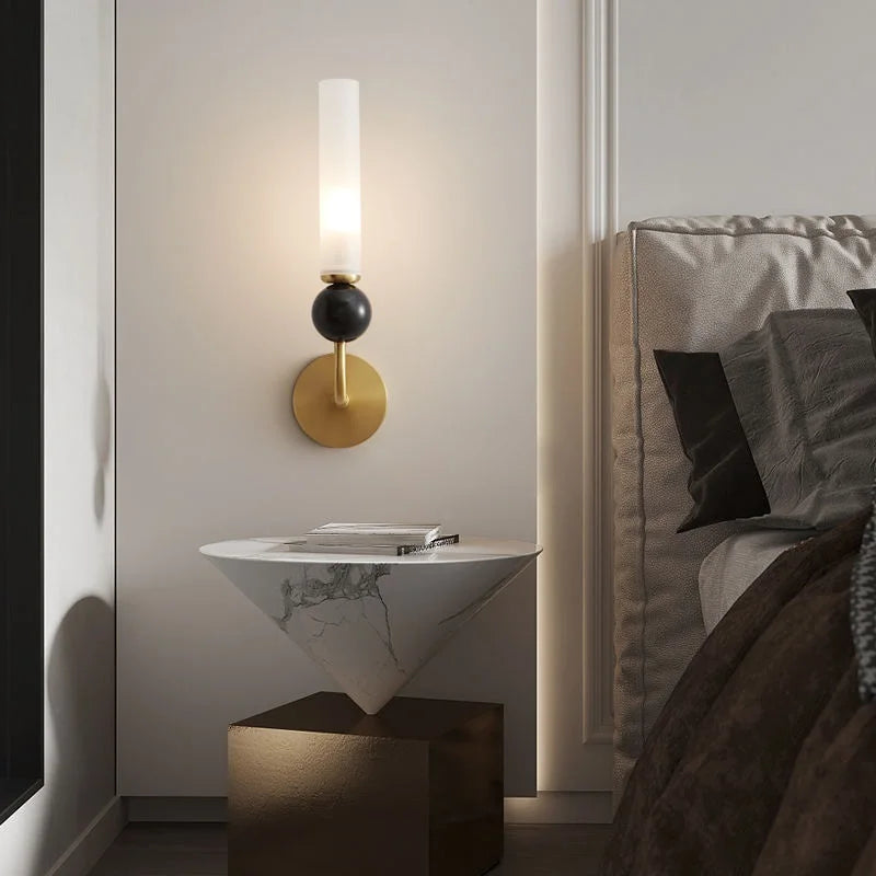 Copper Base Glass Shade Wall Lamp for Modern Living Room Decor