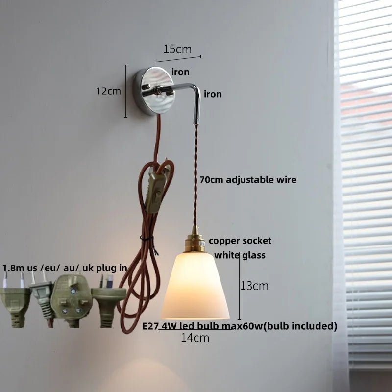 Afralia™ Ceramic LED Wall Lamp with Pull Chain Switch, Adjustable Stair Light Sconce