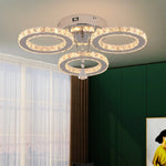 Crystal Flush Mount Chandelier: App Dimmable Rings Shape Ceiling Light