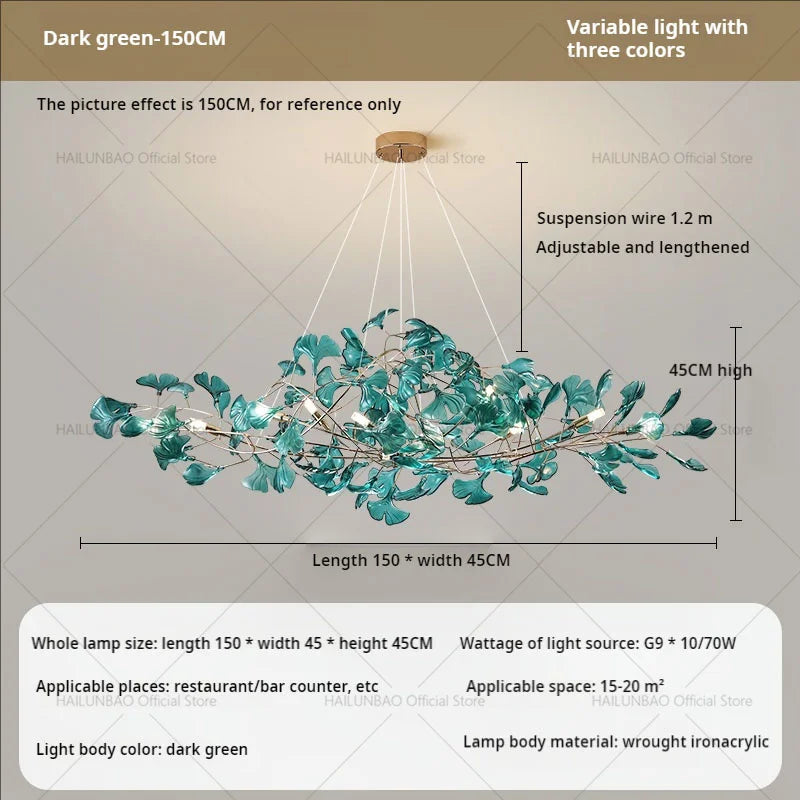Gingko Leaf Chandelier: Modern Luxury Art Decor for Home, Restaurant & Bar