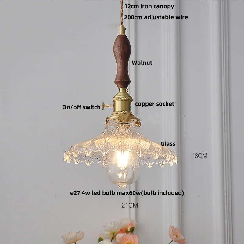 Yellow Glass LED Pendant Lights with Adjustable Hanging Lamp