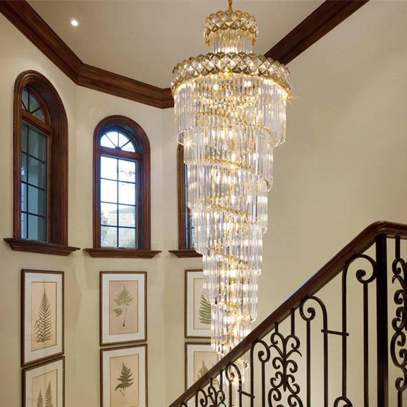 Luxury Crystal Chandelier for Duplex Building, Hotel Lobby, Villa Staircase & Hall