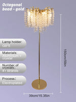 Crystal Gold LED Floor Lamp: Nordic Luxury for Living Room & Bedroom