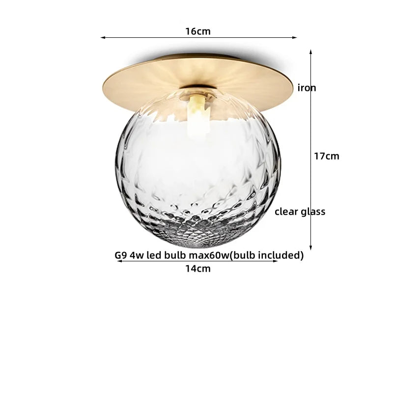 Iron Glass LED Ceiling Lamp Ball Shape Modern Living Room Light Fixtures
