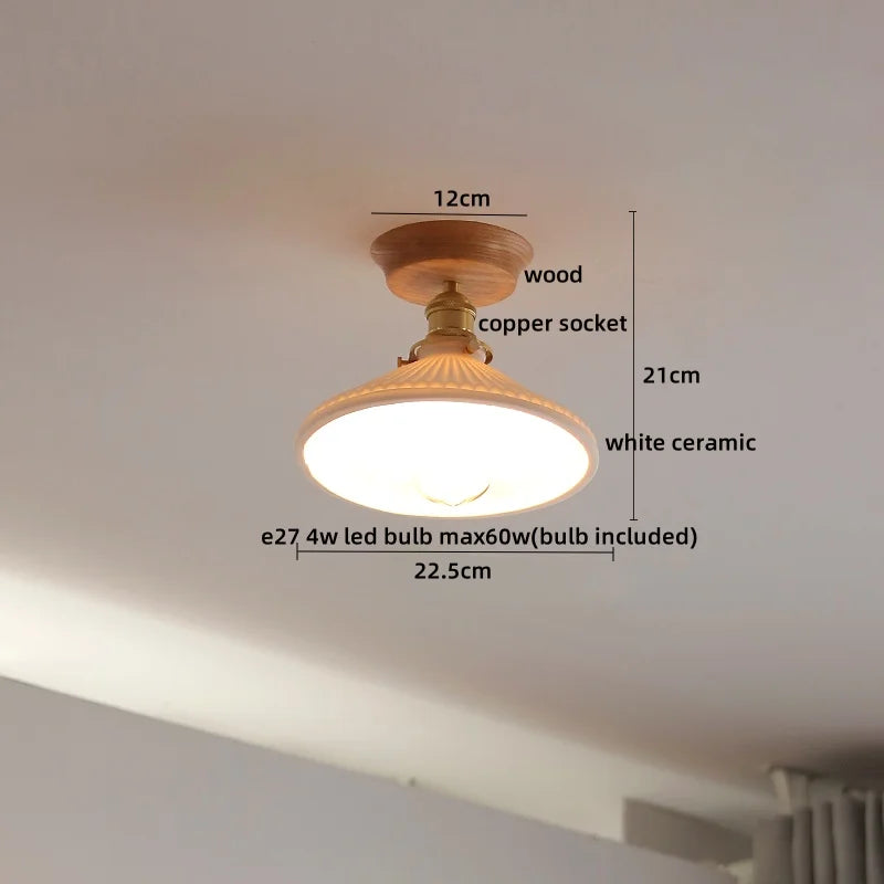 Wood Glass LED Ceiling Lamp Modern Plafondlamp for Home Restaurant Living Room