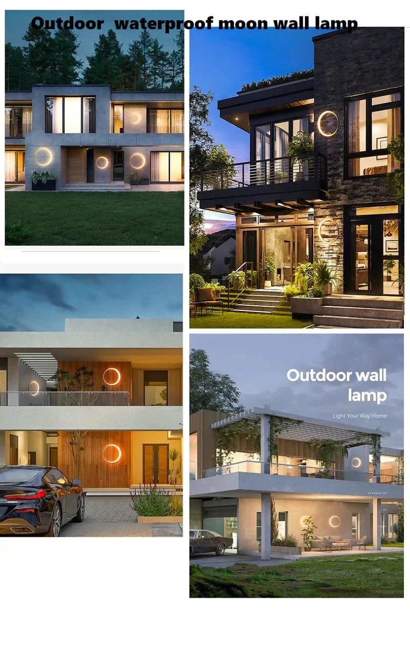 Moon Outdoor Patio Light IP65 Waterproof Stainless Steel Round Wall Light