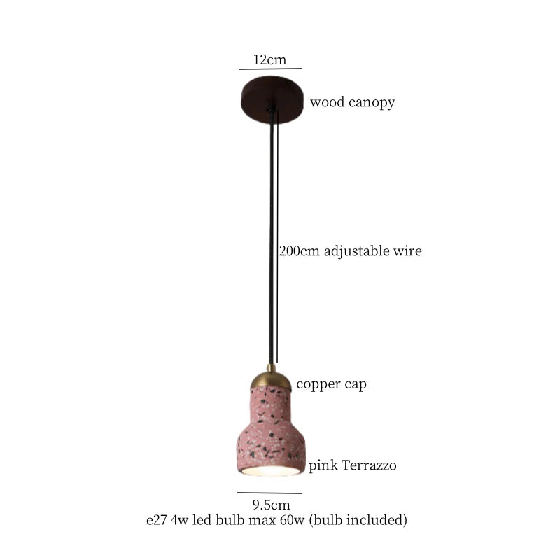 Wabi Sabi LED Pendant Lights Fixture Terrazzo Hanging Lamp Lighting