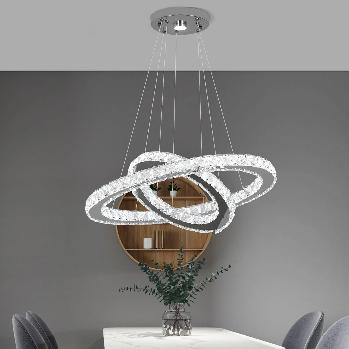 Luxury Crystal Dimmable Chandelier Pendant Light for Living Dining Room