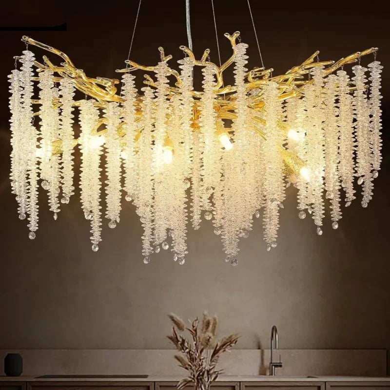 Crystal Metal Chandelier: Elegant Luxury Hanging Lamp for Home Hotel Decor