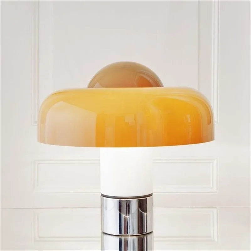 Modern Art Glass Hat Table Lamp for Bedroom, Postmodern Retro Decor