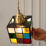 Afralia™ Cube LED Pendant Lamp Walnut Wood Glass Hanging Lights for Restaurant and Bedroom
