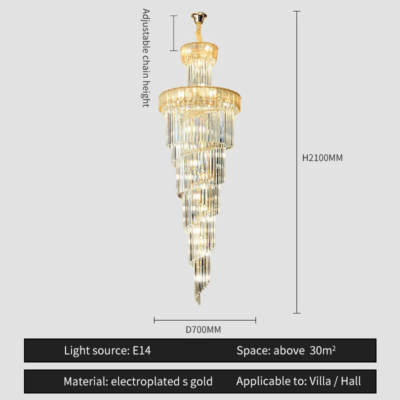 Crystal Chandelier: Elegant Villa Living Room Lighting
