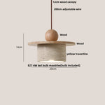 Wabi Sabi LED Pendant Lights Brown Wood Stone Yellow Travertine Hang Lamp