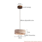 Afralia™ Yellow Travertine Spherical Stone LED Pendant Lamp for Bedside Living Room
