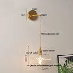 White Glass LED Wall Lamp with Pull Chain Switch, Modern Nordic Design