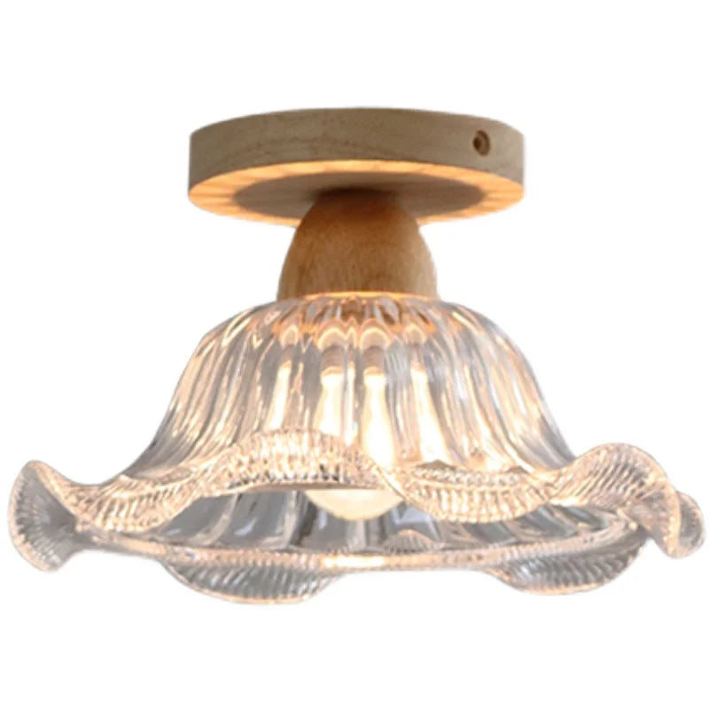 Crystal Wood LED Ceiling Lamp Clear Glass Modern Indoor Lighting