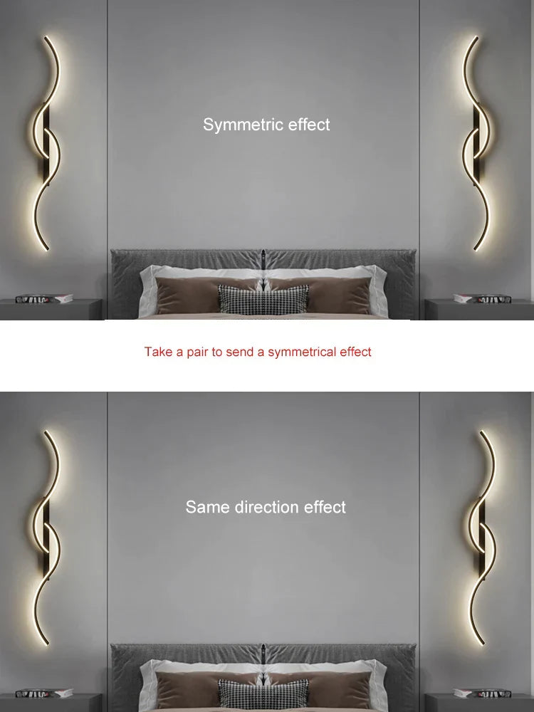 Minimalist Strip Wall Lamp Set for Living Room, TV and Bedroom.