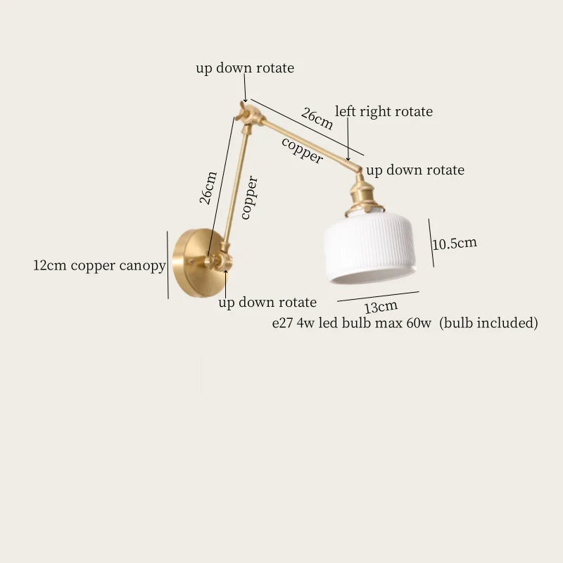 Ceramic LED Wall Lamp with Pull Chain Switch for Stair, Bathroom, Living Room