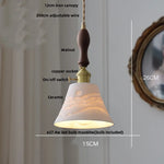 Wire Adjustable LED Pendant Light - Brass Knob Switch E27 Nordic Modern Ceramic Hang Lamp