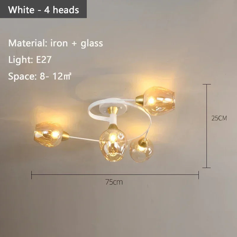 Nordic Glass Chandelier: Bedroom Dining Room Pendant Light Luminaires
