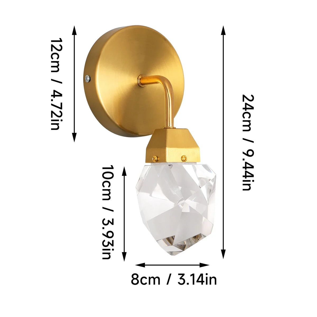 Crystal LED Wall Sconce Fixture - Modern Luxury Copper Ceiling Light for Home Decor
