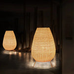 Lucide Colin Rattan Floor Lamp: Natural Handmade Light for Garden, Bedroom, Living Room
